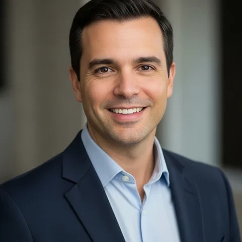 Retrato institucional do corretor na seção sobre